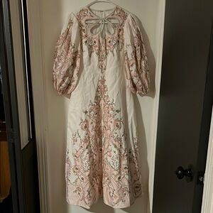 Zimmermann Pink and Cream Maxi Dress